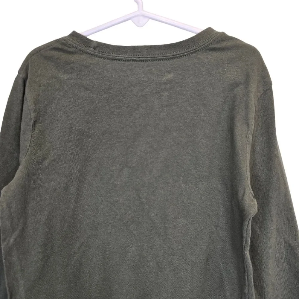 Old Navy Boys S (6-7) Notorious Biggie Graphic Crewneck Long Sleeve Shirt Olive